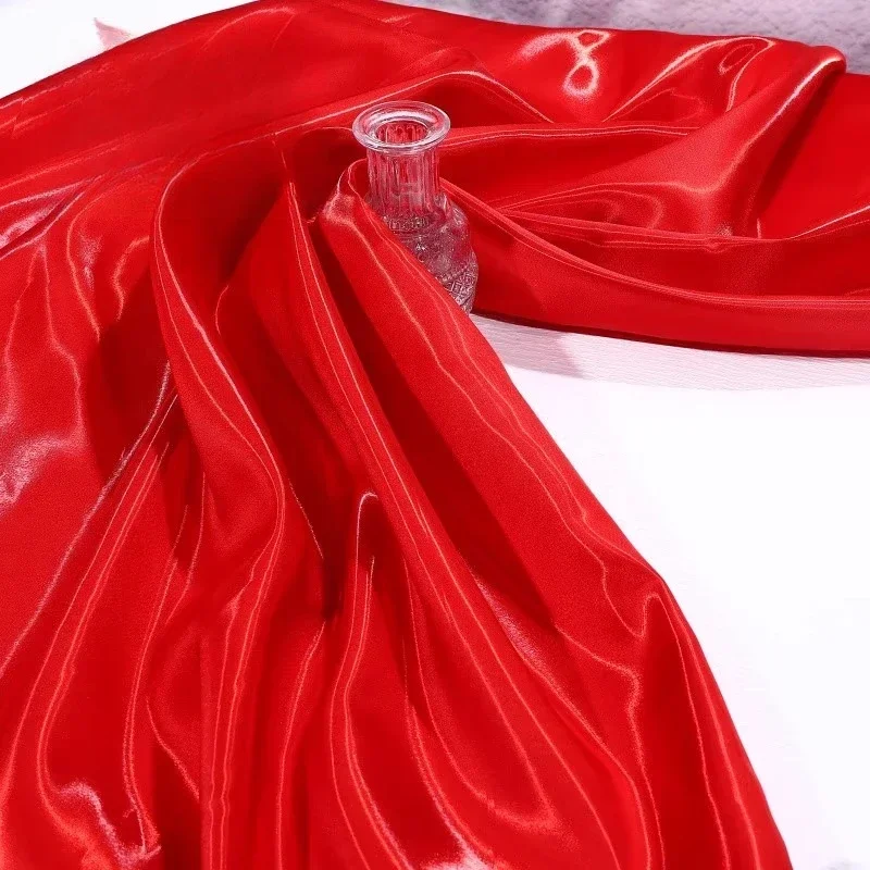 

Liquid Water Satin Fabric Smooth Crystal Silk Reflective Sewing Wedding Dress Evening Gown Skirt Pants Designer DIY Fabric