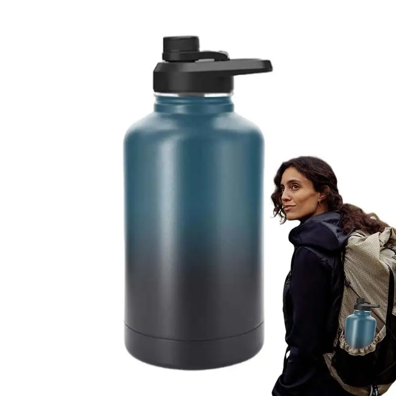 

64 Oz Double layer large capacity Sports Water Bottle Stainless Steel insulated water bottle thermos cup space kettle