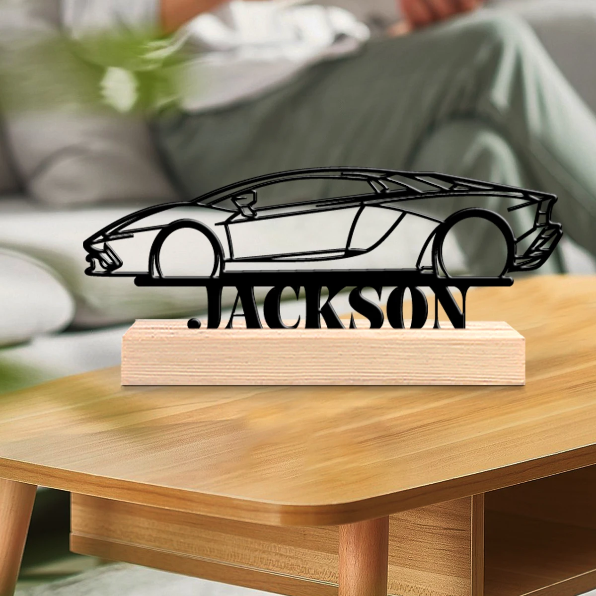 1pc Metal Ornaments with Customizable Names Customizable Content With Wooden Base Modern Rural Home Desktop Decorations
