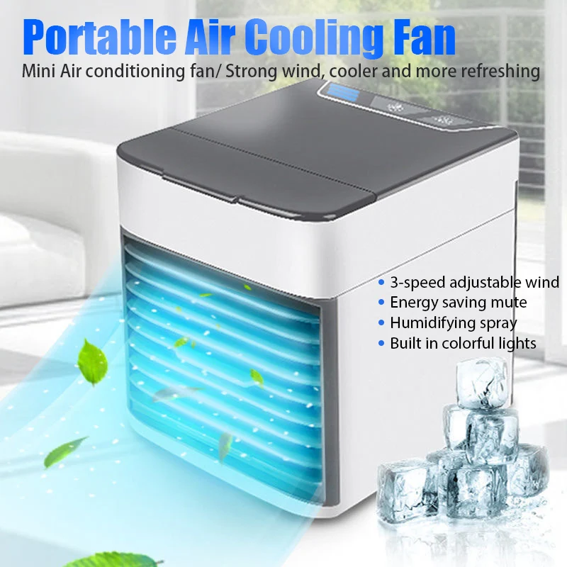 Portable Air Conditioner Humidifier Fan Mini Air Cooler USB Air Conditioning Fans Electric Fan Desktop ice Water Air Cooling fan