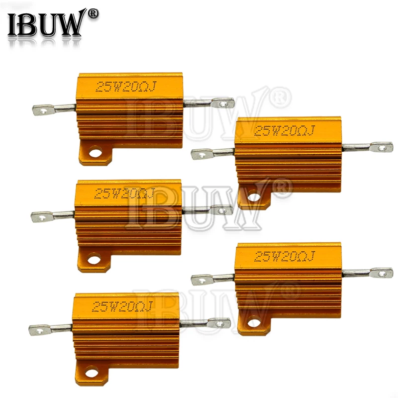 RX24 25W Aluminum Power Metal Shell Case Wirewound Resistor 0.01 ~ 30K 1 2 3 5 6 8 10 20 100 150 200 300 500 1K 10K ohm