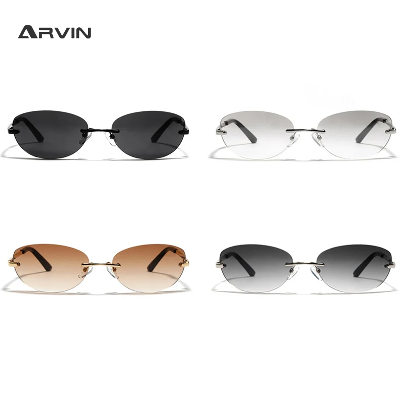 Gafas de sol sin montura Steampunk para hombre y mujer, lentes de sol Y2k, estilo Punk, Unisex, UV400