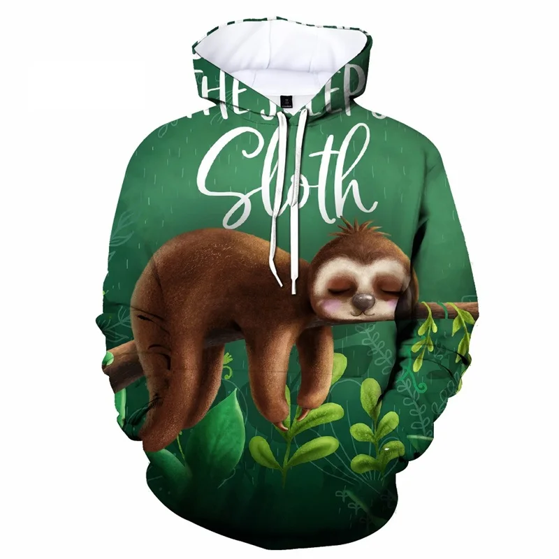 3D Sloth Animal Print Hoodies para homens, pulôveres engraçados, moletons com capuz, roupas fofas da moda, gráfico folivora, garoto