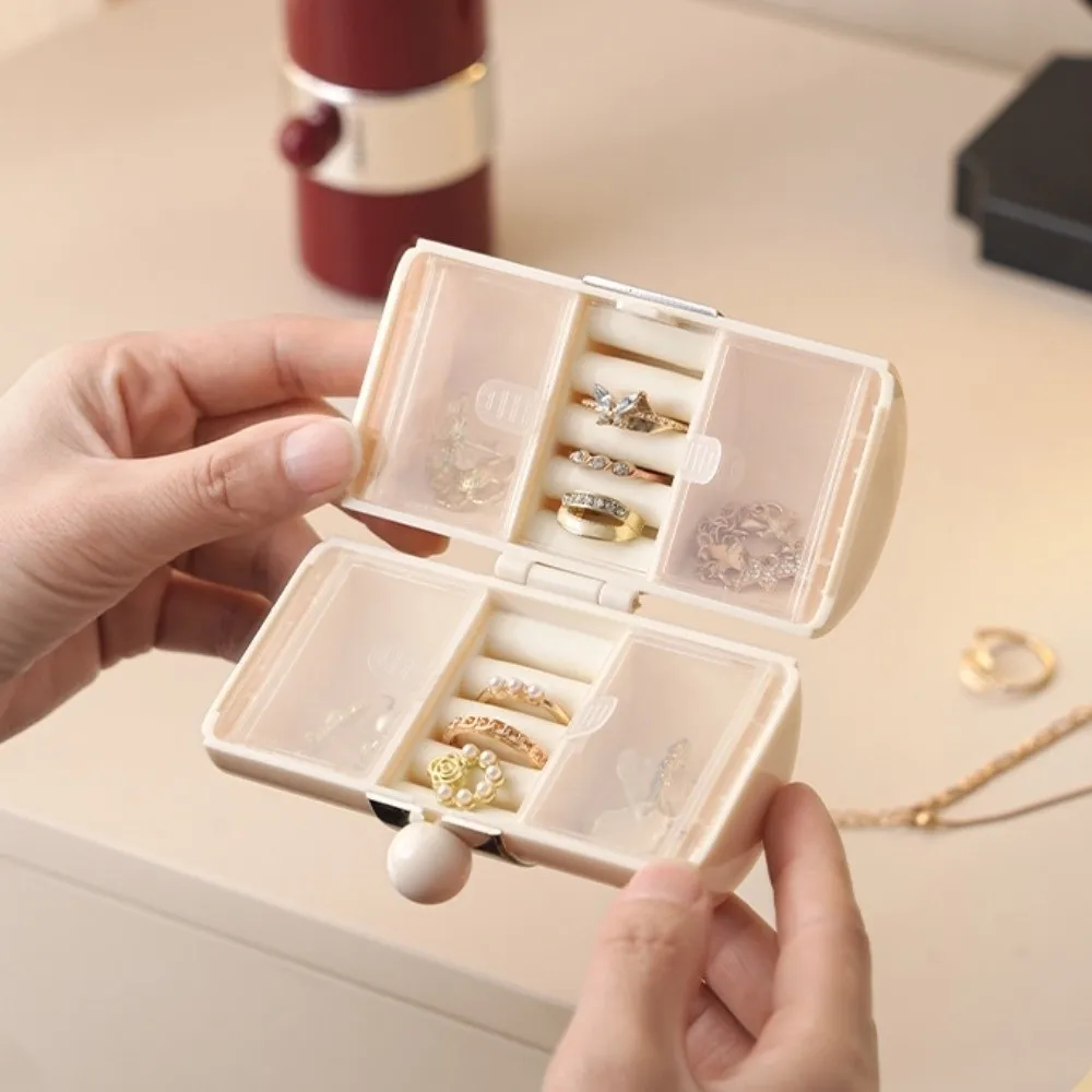 Cylindrical Jewelry Case Simple Compact Mini Ring Box Portable ABS Waterproof Earrings Organizer Trip Carrying