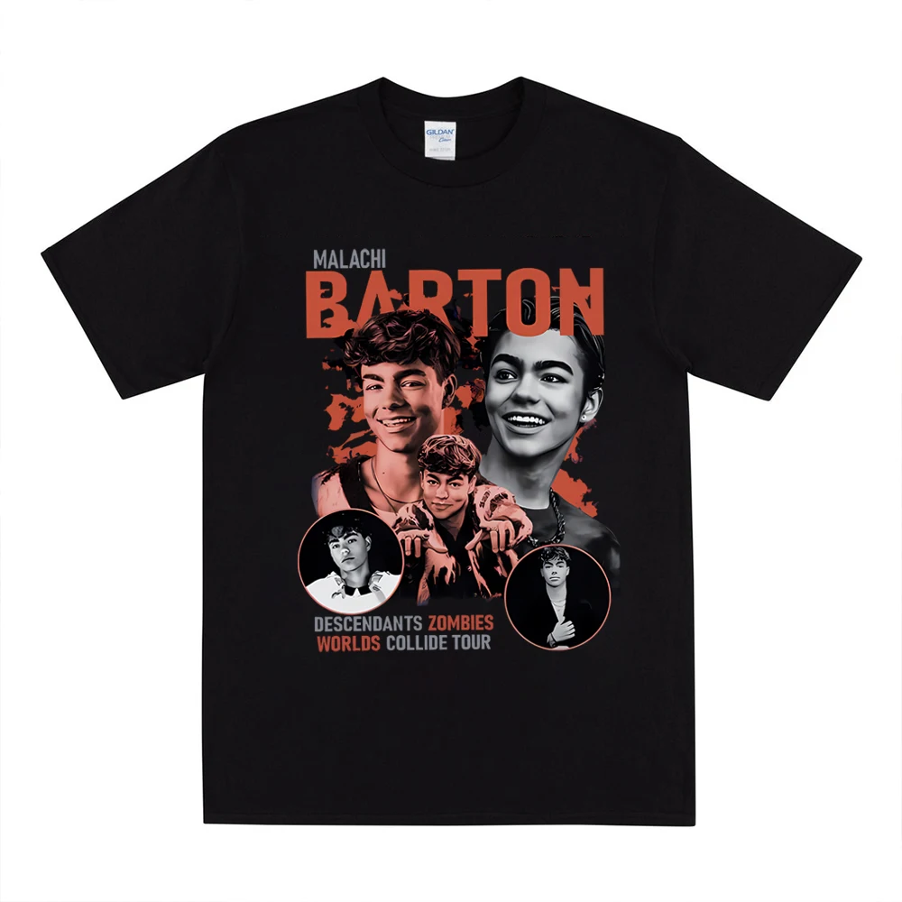 

Футболка с рисунком Malachi Barton Zombies 4 Worlds Collide Tour 2025 Футболка с коротким рукавом Уличная одежда в стиле хип-хоп Malachi Barton Homage Топы