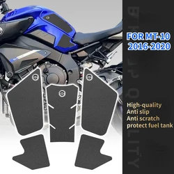 1 Juego de almohadillas de tracción para tanque de rodilla de motocicleta, empuñaduras de tanque de combustible, pegatinas laterales, pegatinas protectoras para Yamaha MT-10 MT 10 MT10 2016-2020