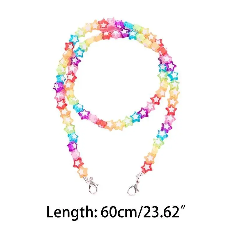 قناع الوجه الحبل الملونة نجمة القلب الاكريليك مطرز قناع حامل سلسلة حول الرقبة النظارات قلادة الراحة الأذن التوقف