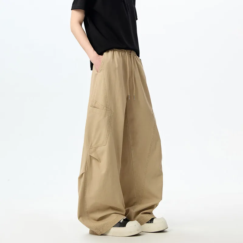Calças Jeans Casuais Estilo Americano Unissex, Corte Solto, Moda Primavera, Marca Vintage, Lavadas, com Efeito Rasgado, Multibolsos, Estilo Workwear