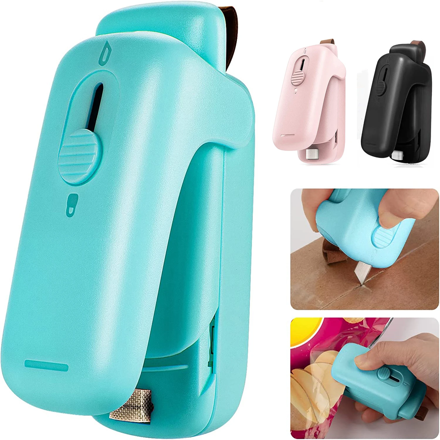 

1PC Excellent Battery Operated Mini Heat Sealer Magnetic Adsorption Mini Heat Sealing Machine with Hidden Blade Fresh-Keeping