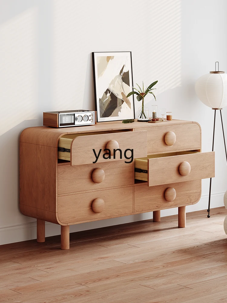 LMM Silent Style Solid Wood Sideboard Living Room Wall-Mounted Chest of Drawers Storage Cabinet