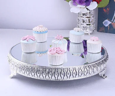 

Wedding metal cake display stand with mirror plate/beads crystal/metal cake base for birthday party event supplies