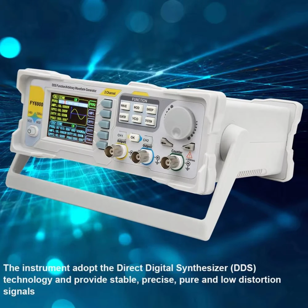 

FY6900-100M Digital DDS Signal Generator Dual-channel Signal/Arbitrary Waveform Generator Pulse Signal Source Frequency Meter