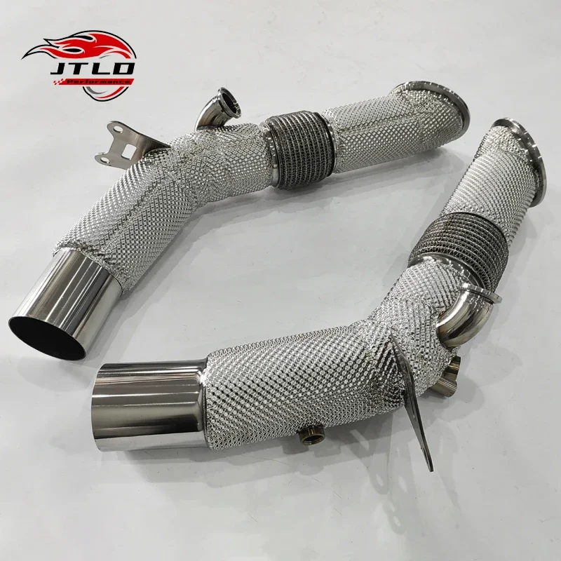 

JTLD Performance Прямая труба 304SS Выхлопные испытательные трубы с теплозащитным экраном для выхлопной трубы Ferrari SF90 Catless Downpipe
