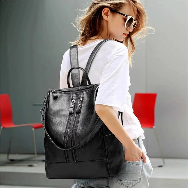 Work Backpack Professional Soft Leather Laptop Bag Large Capacity Multifunctional Travel Tote For College School Bag Tote Purse
