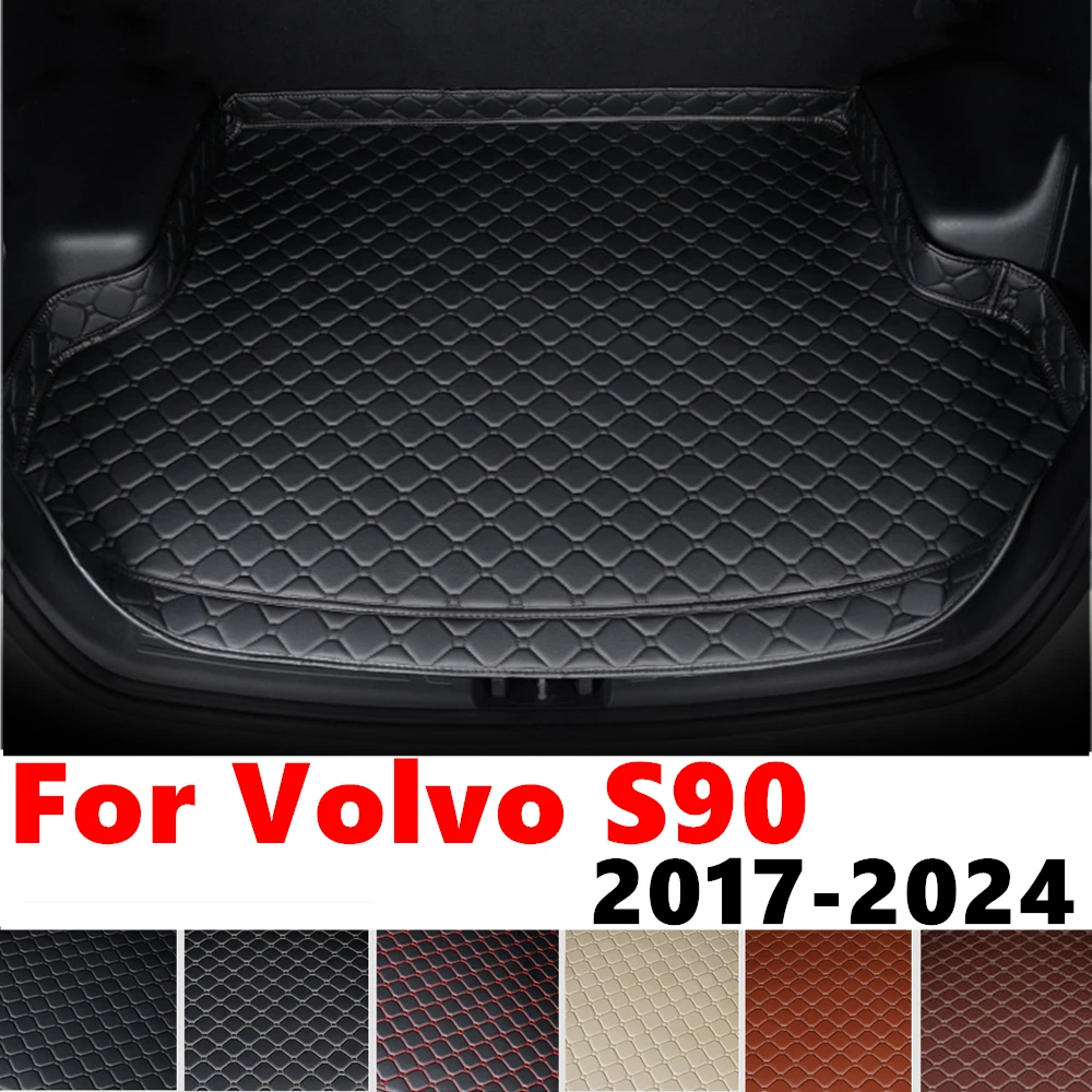 High Side Car trunk mat for VOLVO S90 2024 2023 2022 2021-2017 Tail Boot luggage Pad Cover Rear Cargo Liner Interior Accessories