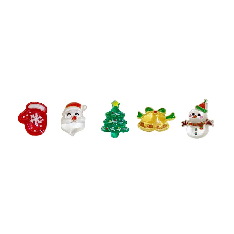 Desenhos animados do Natal Nails Decoração, Papai Noel, Alce, Sino, Árvore Resina Prego Encantos, Jóias Bonito, Acessórios Do Partido, 10Pcs