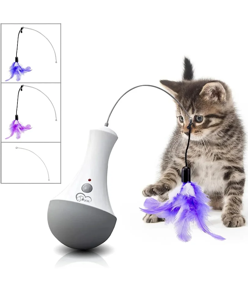 

Cat Interactive Toys Funny Feather Kitten Teaser Indoor Play Automatic Toy Gift Cat Feather Toy