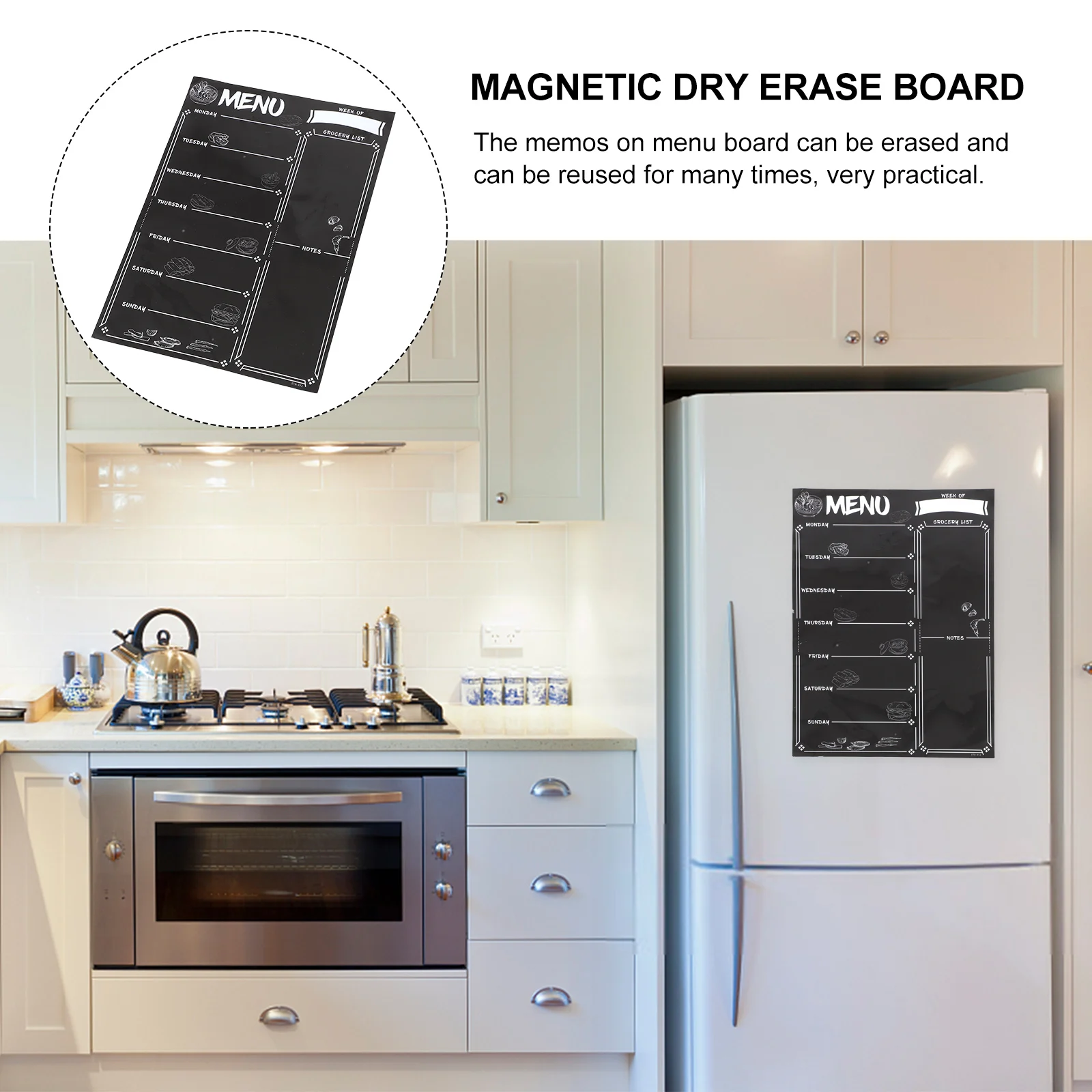 

Magnetic Blackboard Dry Erase Board for Refrigerator Fridge Sticker Kitchen Chalkboard Menu Reusable Smooth Writing Practical