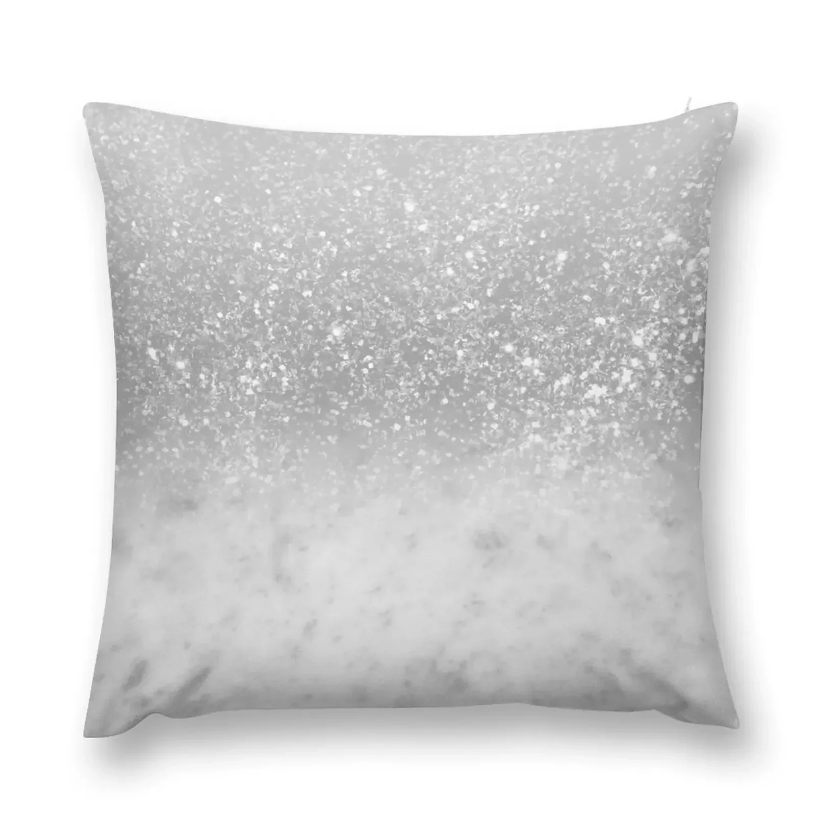 

White Marble Silver Ombre Glitter Glam #1 (Faux Glitter) #shiny #gem #decor #art Throw Pillow Luxury Cushion Cover pillow