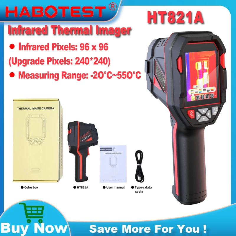 HABOTEST HT821A Thermal Camera 96X96 Pixels Construction HT821AS