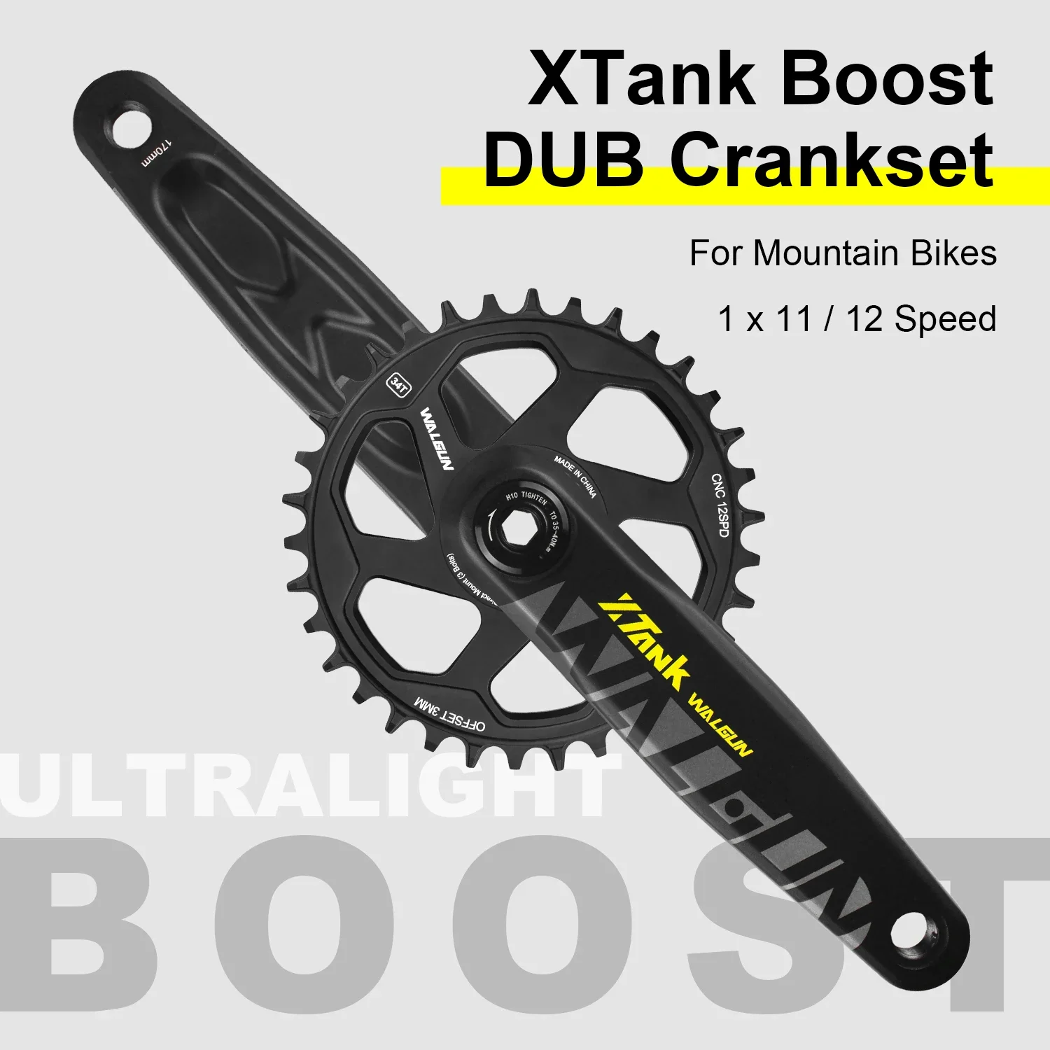 

XTank Crankset MTB Mountain Bike Crank Arm 170mm 175mm Boost Crankset 6mm 3mm Offset Chainring DUB BB Bottom Bracket Bike Parts