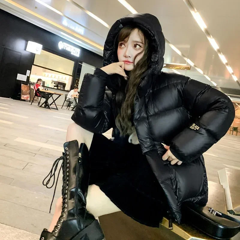 Korean Black Gold 90% White Duck Down Coat New Women Winter Thicken Warm Down Jacket Loose Casual Female Hooded Parker Outerwear