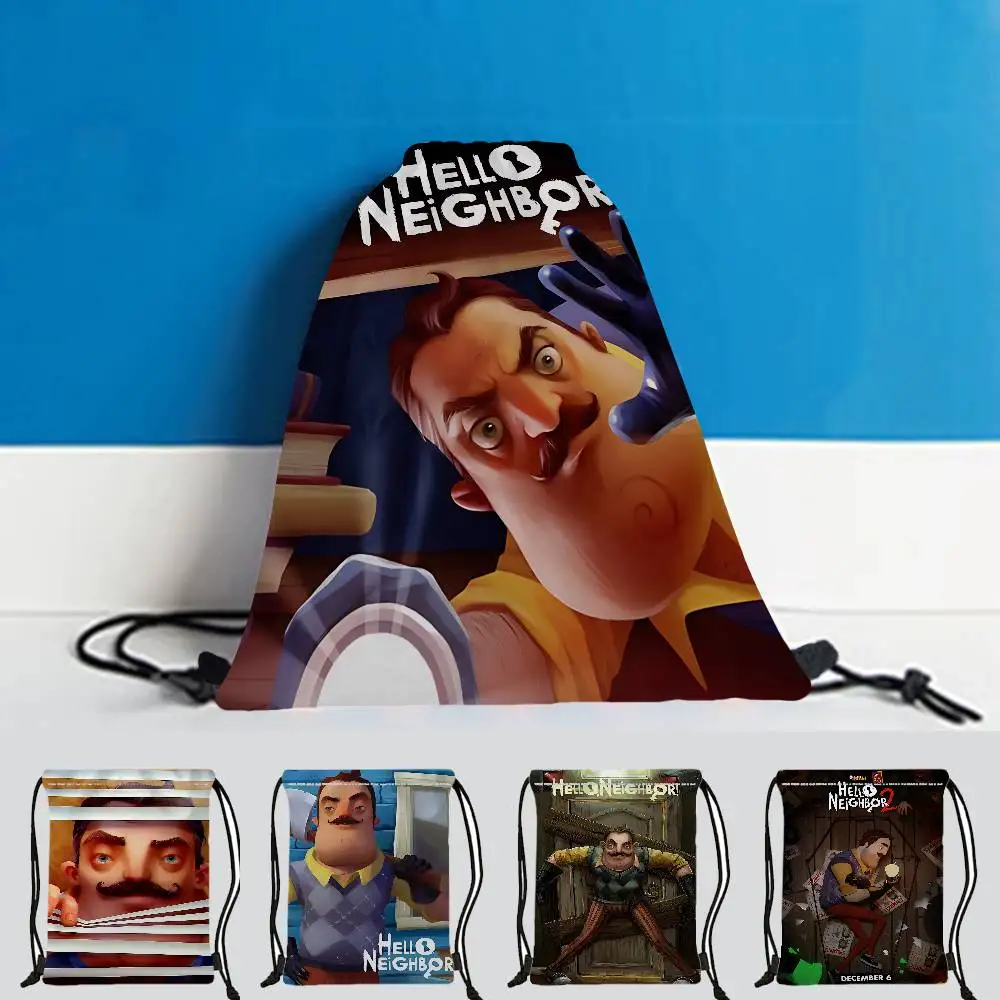 لعبة الرعب الشعبية Hello N-Neighbor 1 قطعة حقيبة ظهر برباط، حقيبة ظهر برباط قابلة للتعديل، حقيبة تخزين #5
