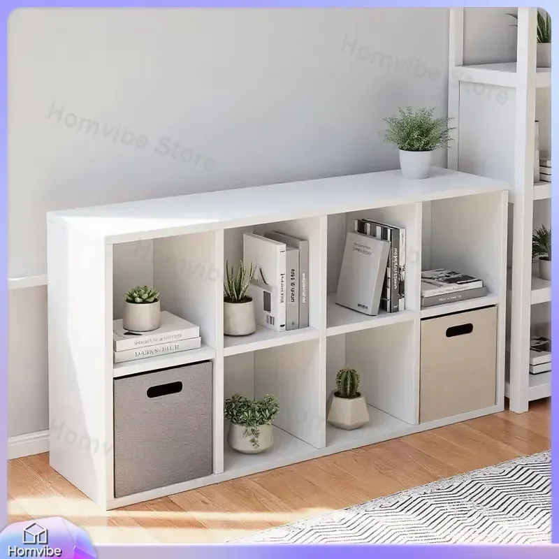 Modular Steel Bookcase Grid Storage Cabinet for Home Office Bedroom Living Room School Gym Adjustable Multi Compartment