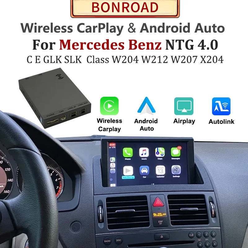 Bonroad Wireless CarPlay Decoder for Mercedes Benz C E Class GLK SLK W204 W207 W212 W204 SLS W218 NTG4.0 Android Auto Airplay