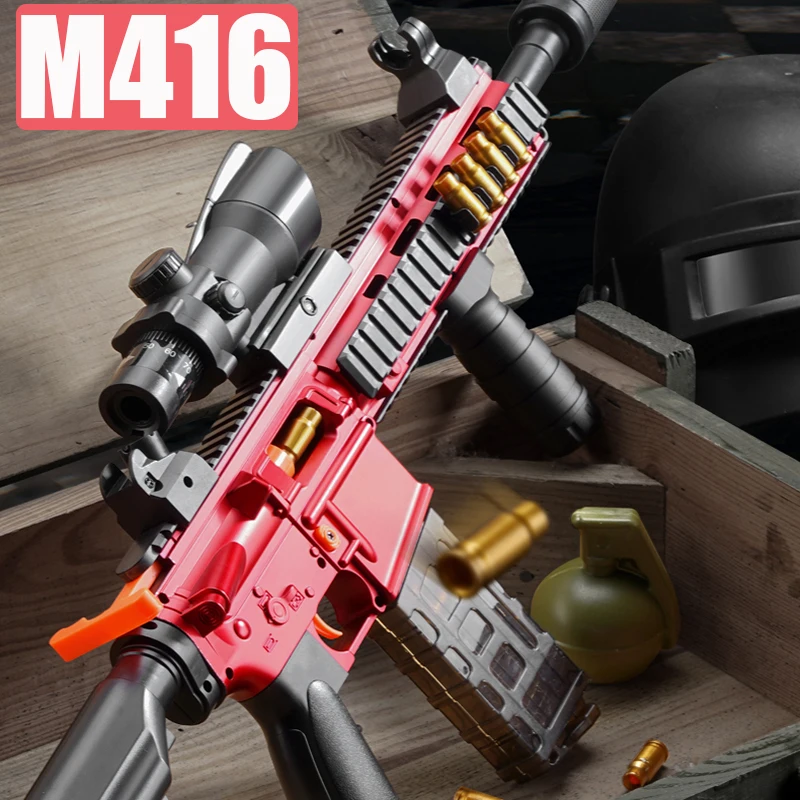 New M416 Barrett Shell Ejection Soft Bullet Toy Gun Manual Classic Style with Automatic Return Target Boy Toy Birthday Gift