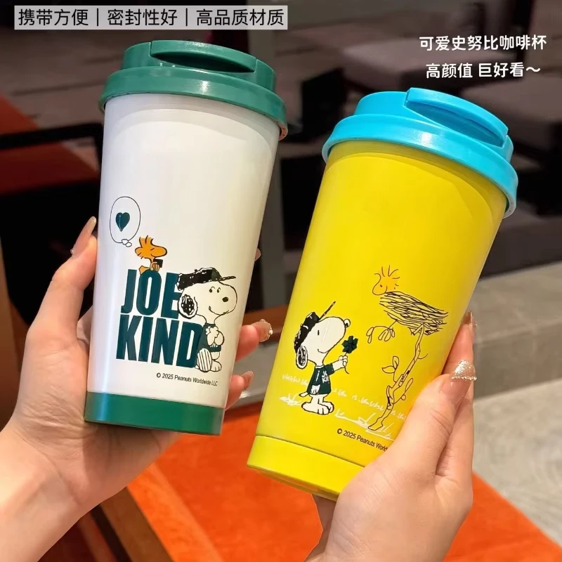 2025 جديد 500 مللي سنوبي فنجان قهوة بأربعة ألوان ، 304 كوب ماء من الفولاذ المقاوم للصدأ ، كوب طبق الأصل عالي المظهر كاواي هدية للفتيات