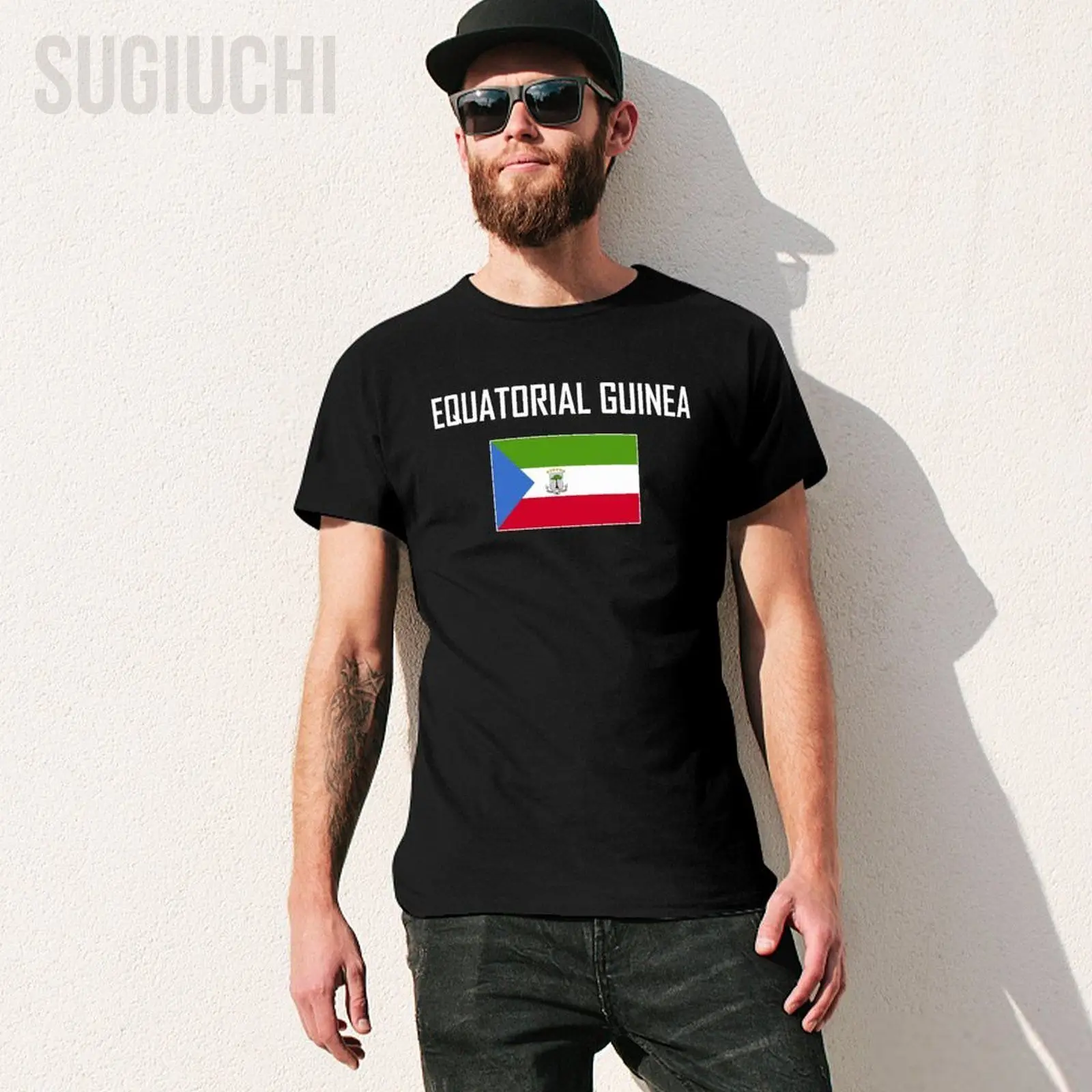 Unisex Men Tshirt EQUATORIAL GUINEA Flag And Font Tees T-Shirt O-neck T Shirts Women Boys 100% Cotton Clothing More Color