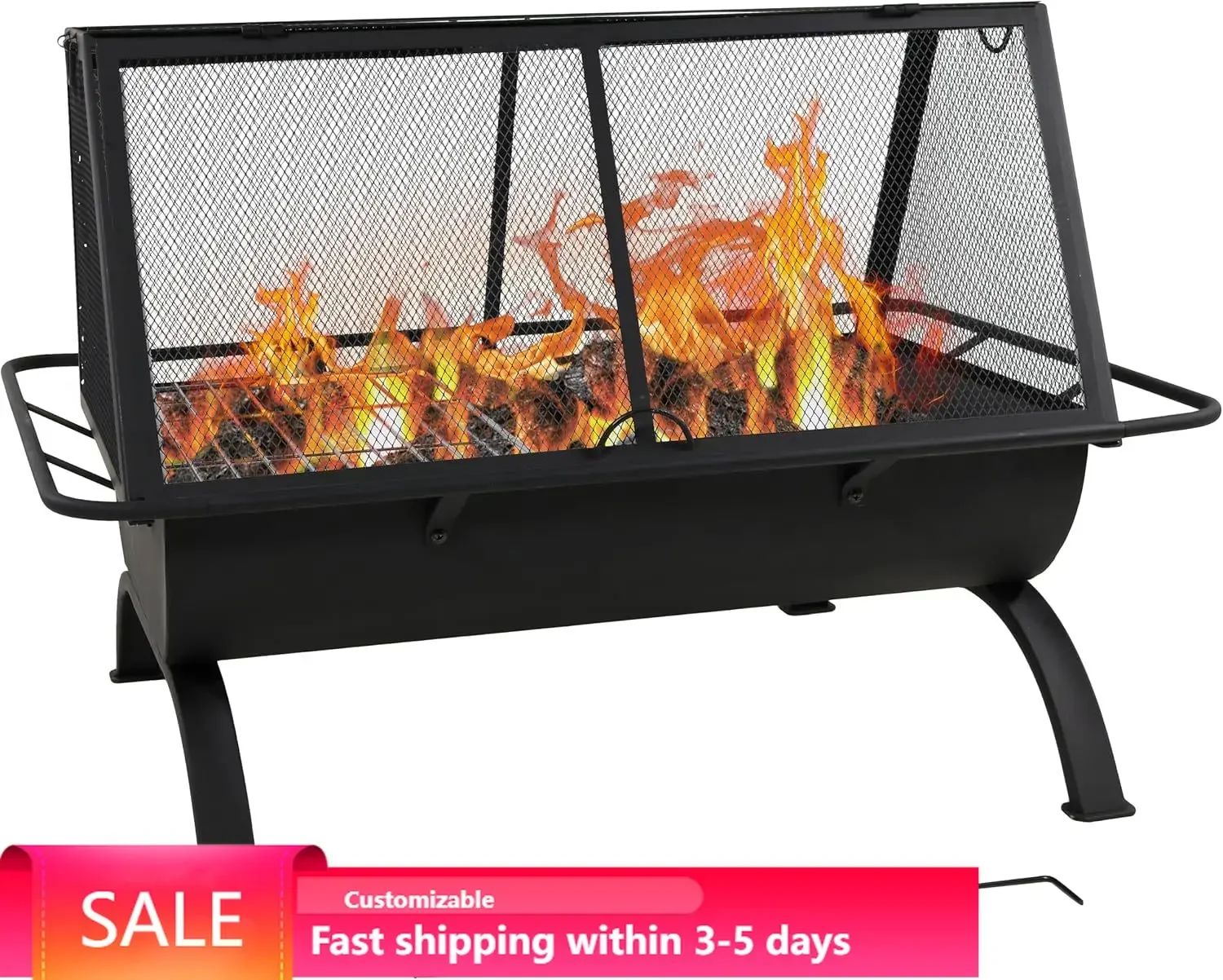 36-Inch Northland Steel Outdoor Fire Pit with Grill - Fireplace Cooking Grate, Spark Screen, Cover, and Poker