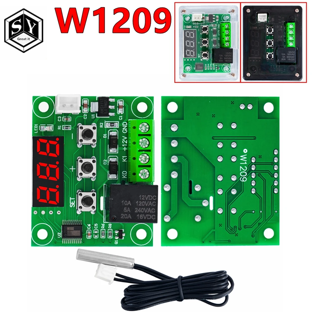 W1209 DC 12V Digital Temperature Controllear Thermostat Temperature Control Thermostat Switch Plate W1209