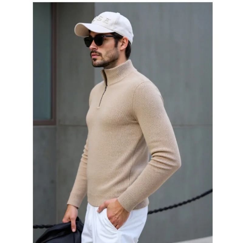 Jersey nuevo de otoño e invierno de talla grande, jersey juvenil de moda, suéter de punto con media cremallera