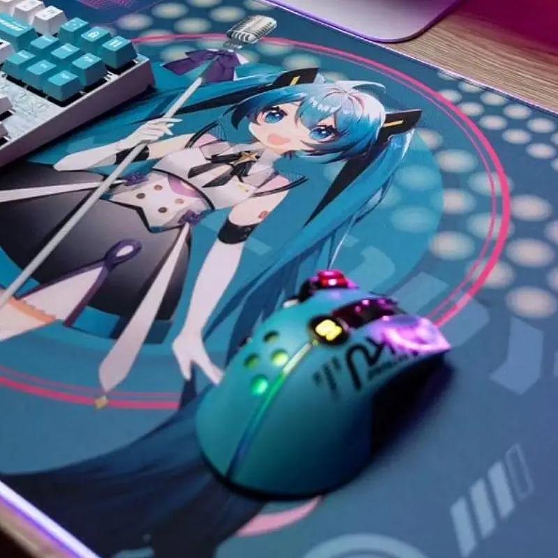 Kawaii Hatsune Miku Gaming Mouse Usb 2.4g  Rgb Light Wireless12000dpi Mouse For Desktop Pc Computers Laptop Multifunctional Mous