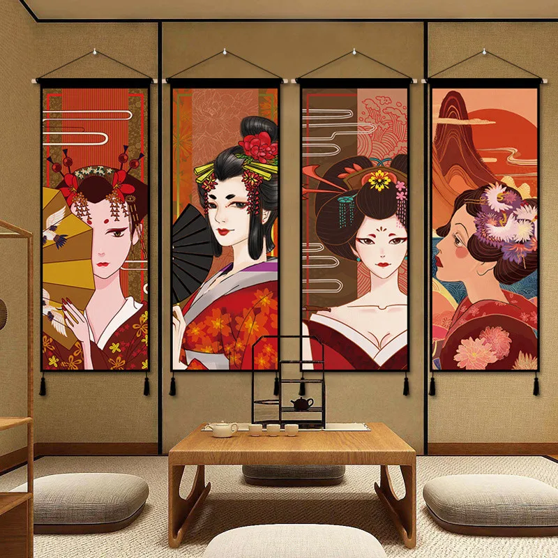 Japanese Geisha Cloth Painting Carpet Traditional Tatami Floor Mat for Izakaya Sushi Restaurant Living Room Bedroom Hotel Cafe H