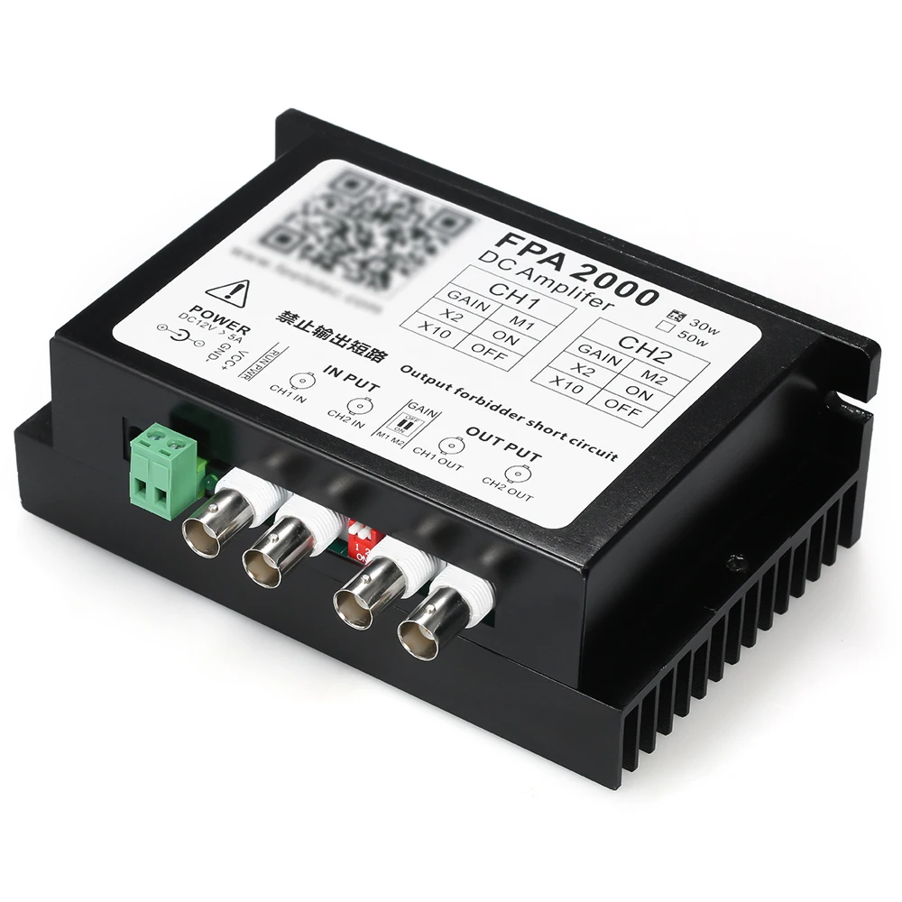 FPA2000 30W Zewnętrzny dwukanałowy wzmacniacz mocy do generatora sygnału z funkcją arbitralnego DC 12V Pojedynczy zasilacz