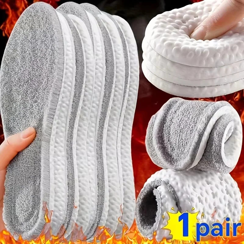 

1 Pair Thicken Thermal Winter Sport Insoles Self Heating Warm Soft Comfortable Plush Shoes Pad Accessories Feet Care Cushion