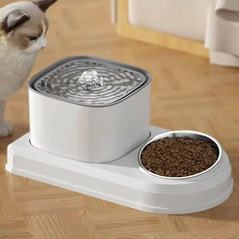 2in1 Cat Water Fountain Automatic Cats Drinker and Feeding Bowl 3L Recirculate Filtring Pet Cats Drinking Water Dispeneser