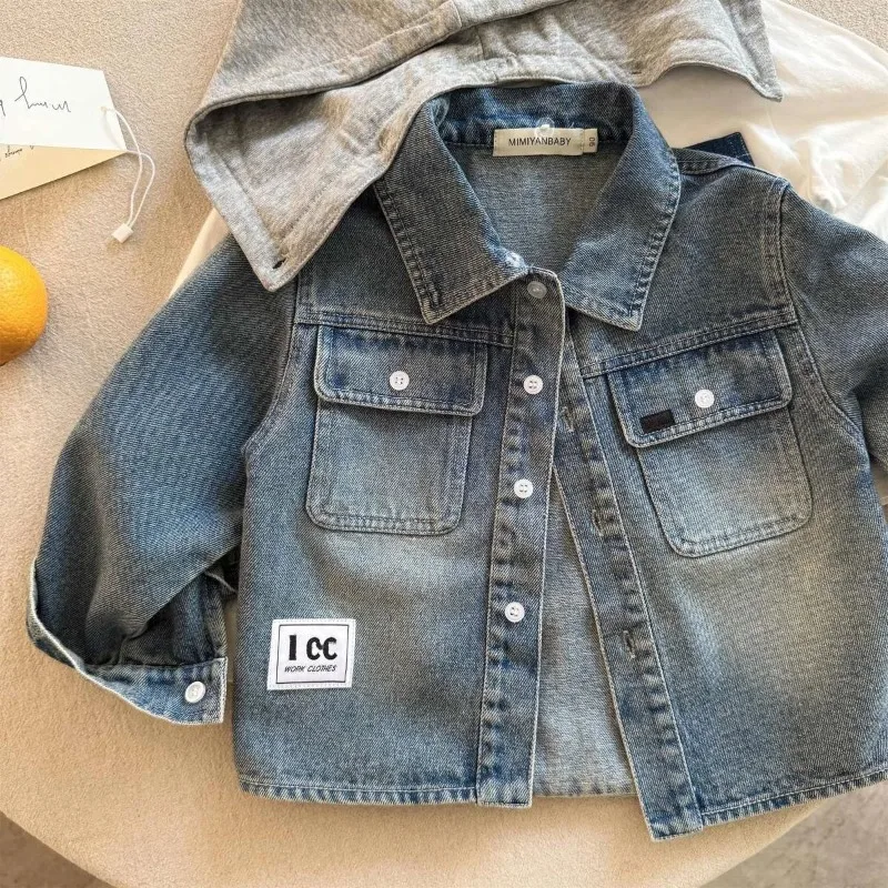 

Children's Spring and Autumn Jacket 2025 Spring Boys' Japanese Trendy Brand Hooded Cowboy Baby Stylish Jacket Girls' Top