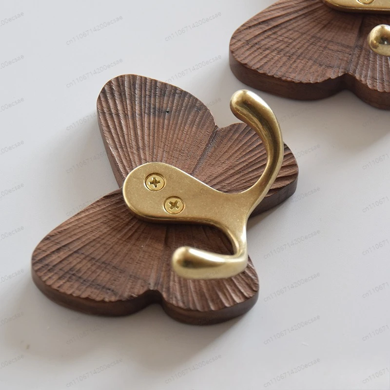 Creative butterfly solid wood hook non-mark sticky hook coat hook