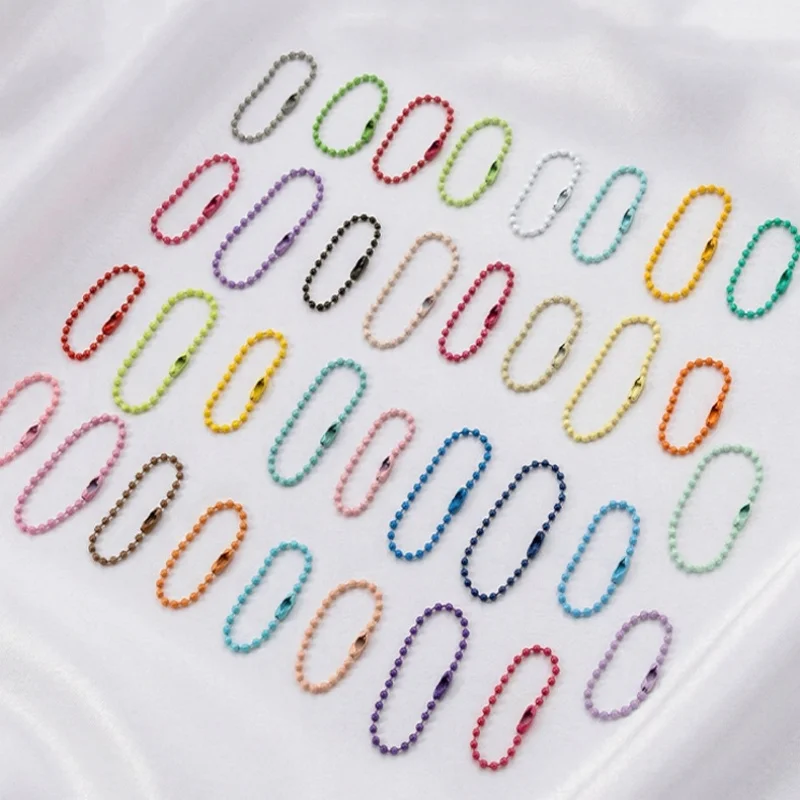 

1000PCS 2.4mm Dia 10cm/12cm Length Colorful Enamel Ball Chain Iron Bead Chain DIY Jewelry Bags Cellphone Clothing Tags Crafts