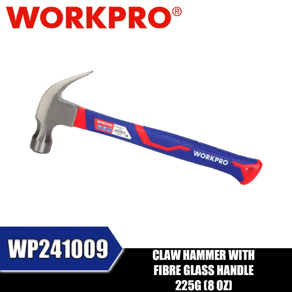 Marteau à griffes WORKPRO WP241009 WP241010 WP241011 WP241012 avec manche en fibre de verre