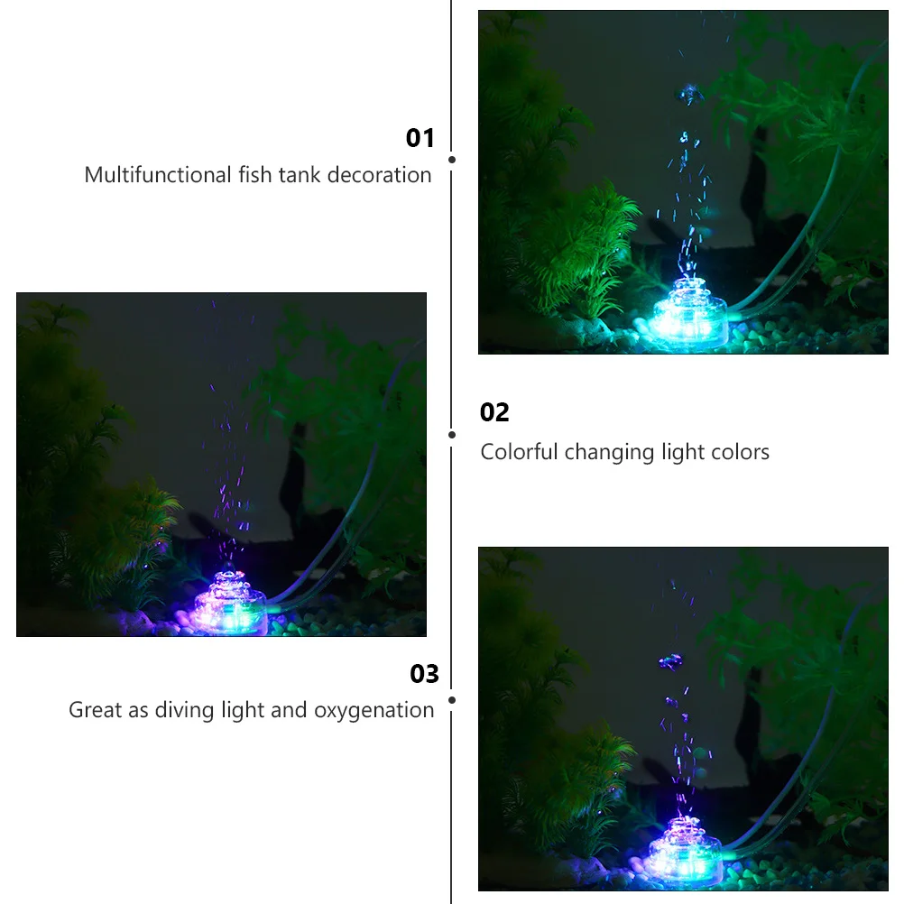 USB حوض السمك الهواء الفوار الملونة LED خزان الأسماك فقاعة ضوء الهواء حجر الأكسجين الناشر الديكور خزان الأسماك الفوار الخفيفة