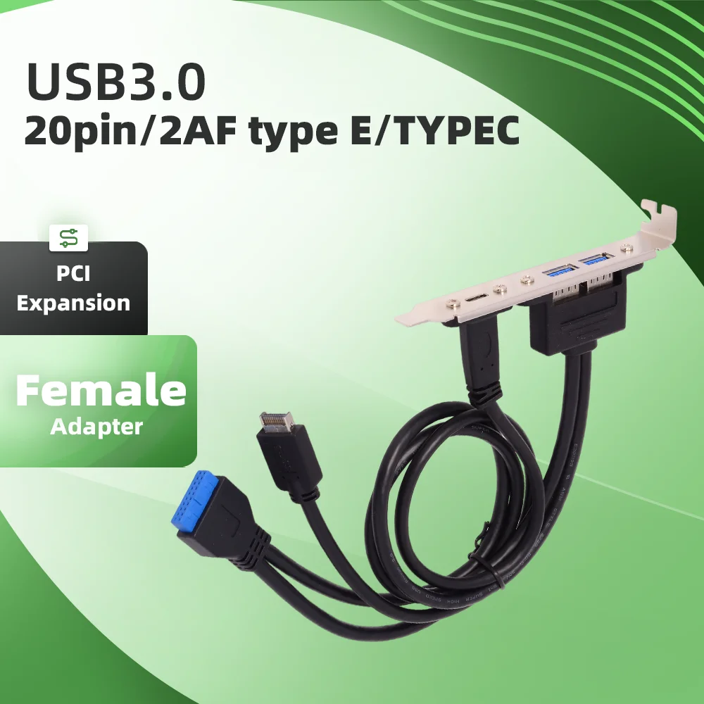

USB 3.0 20-pin/2A Type E/Type C Female Rear Panel Mounting Cover PCI Expansion 20Gbps Transfer Computer Case Connection Cables
