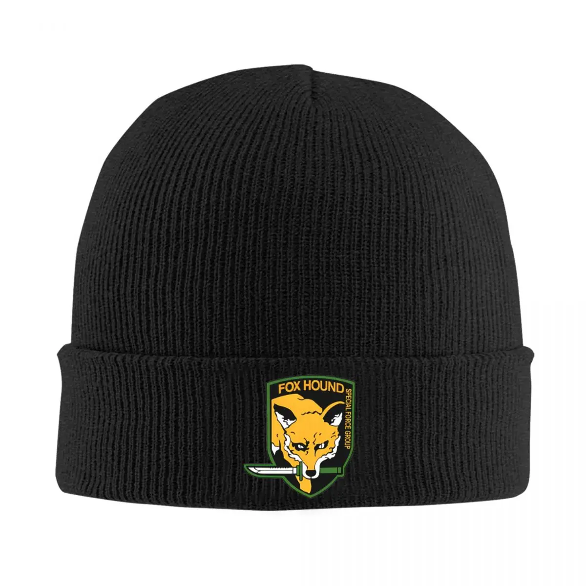 Foxhound Shield Logo Metals GearsSolid Beanie Hats Knitted Hat Outdoor Elastic Unisex Adult Caps Spring Vintage Bonnet Hats