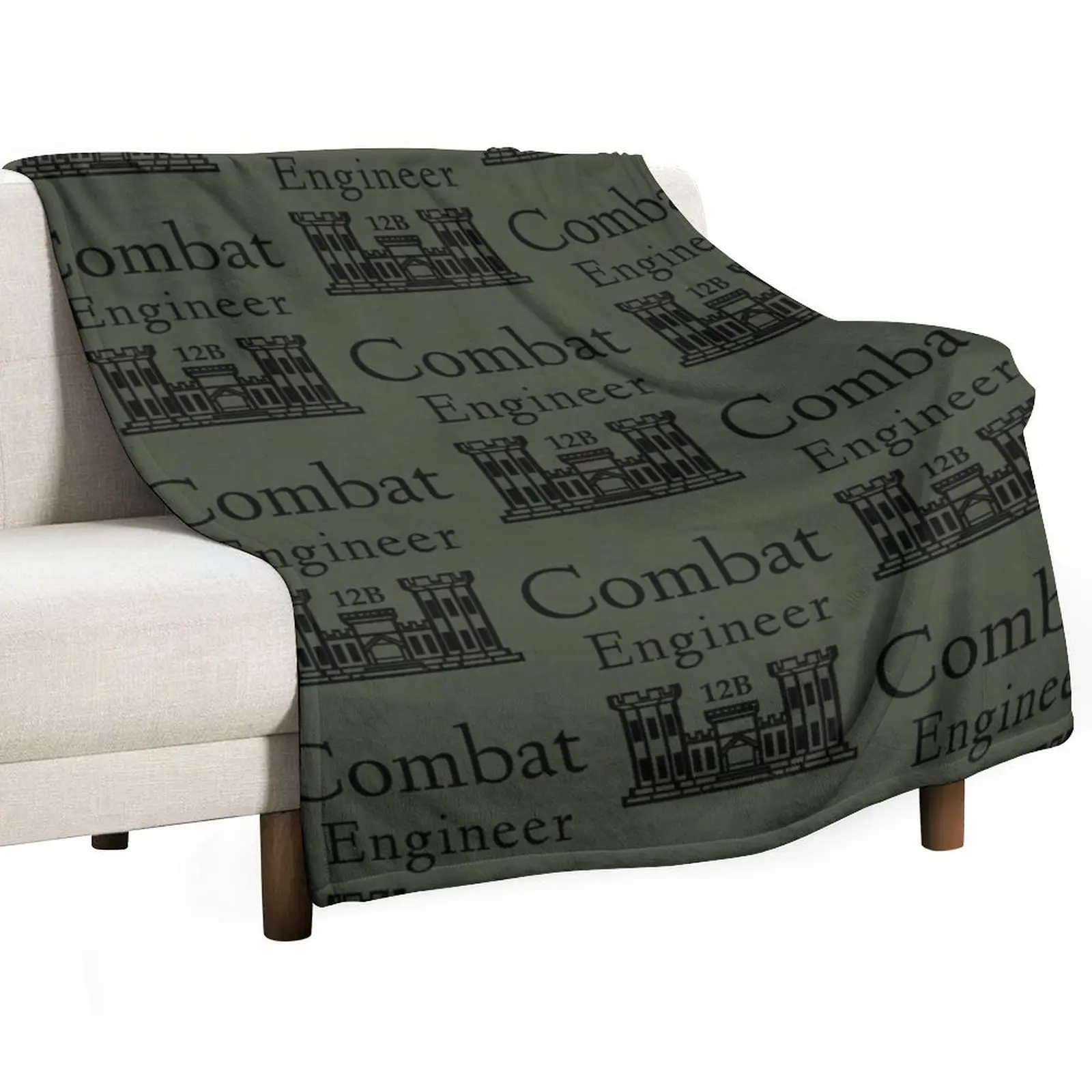 

Army Combat Engineer Throw Blanket Thermals For Travel Plaid on the sofa Cute Plaid Blankets