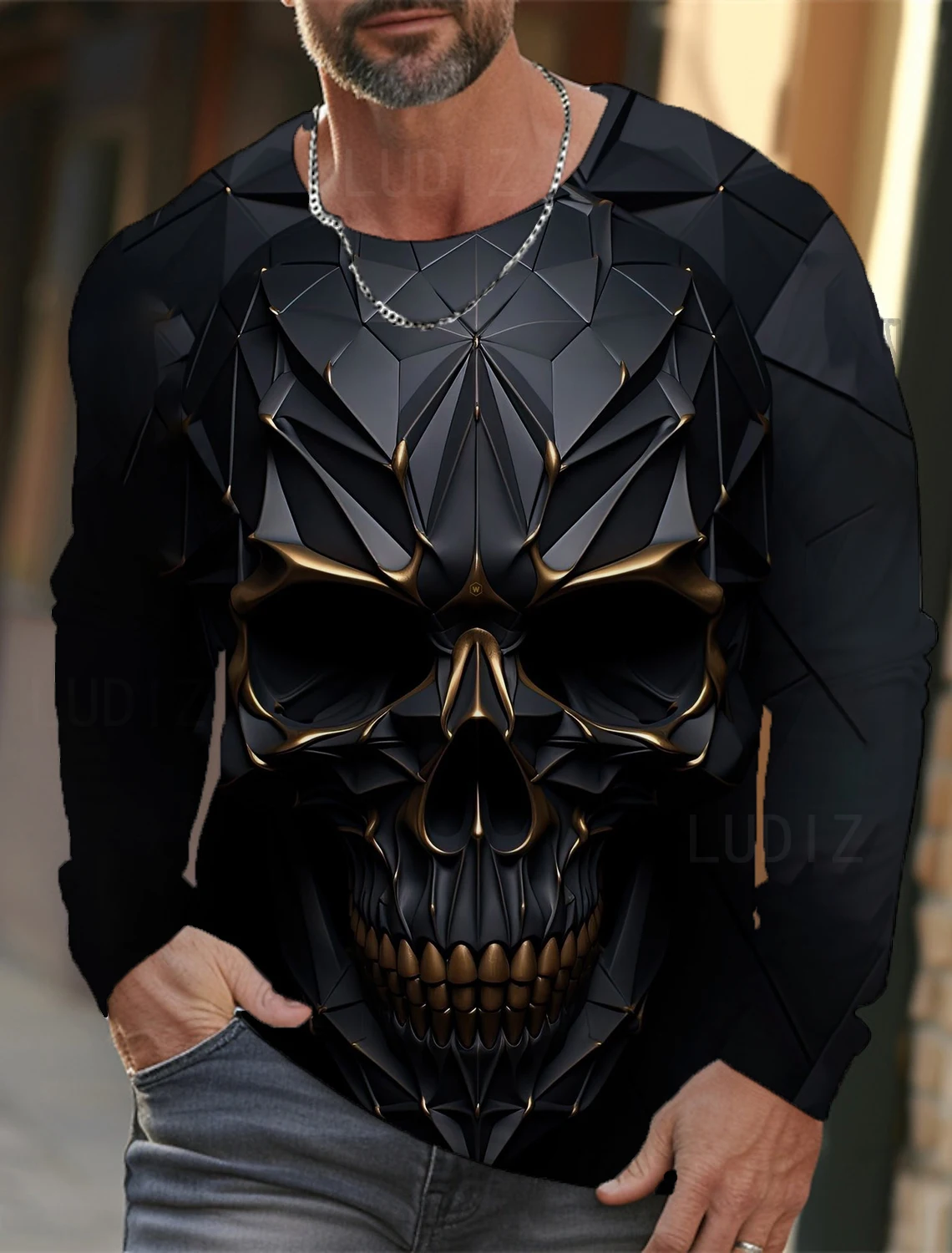 

Men's Long T-Shirt For Men Horror Skull 3D Print Men's Tops Summer New Male Pullover Oversized Top Casual Men'S Clothing