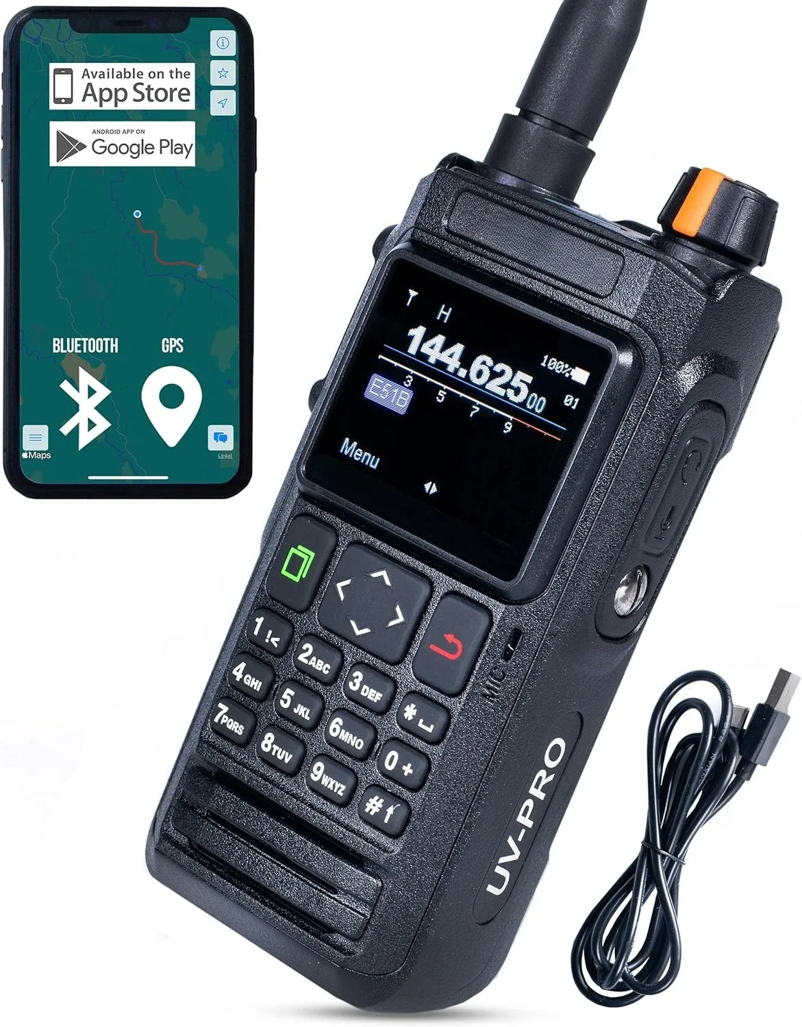 Aviation Band Scanner, NOAA Weather Alerts UV-PRO IP67 Dual Band VHF/UHF Two-Way Radio - APRS, Bluetooth, GPS, Text Messaging